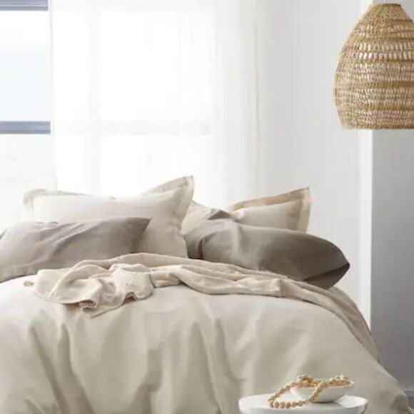 The Company Store x2 Premium Breathable Linen Shams, Parchment, 
Standard - Picture 7 of 10